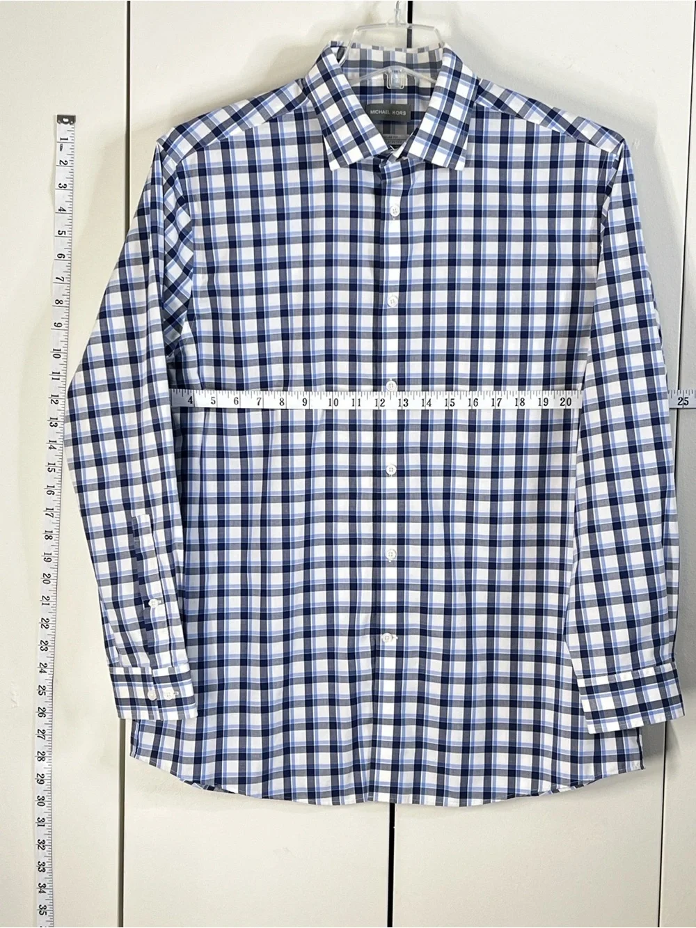 MICHAEL KORS Men’s XL Blue Plaid Button Up